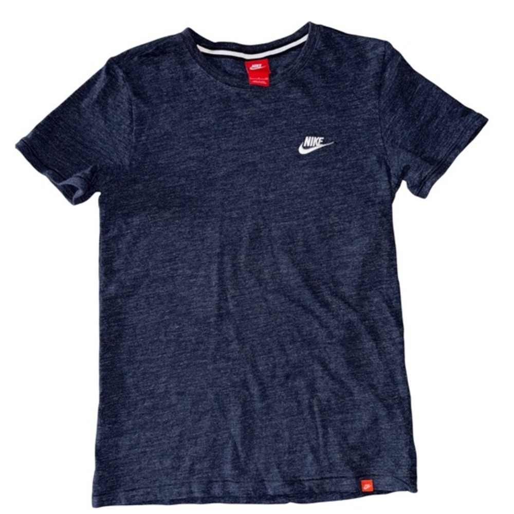 Nike Mens Sportswear Heritage T-Shirt‎ Navy Blue Heathered Cotton Tee Small